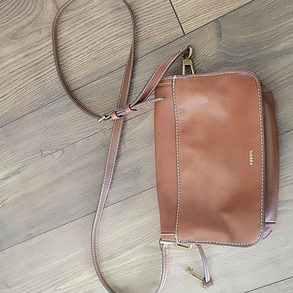 Fossil Ainsley Medium Brown Leather Crossbody Bag Shoulder Purse - Picture 9 of 14